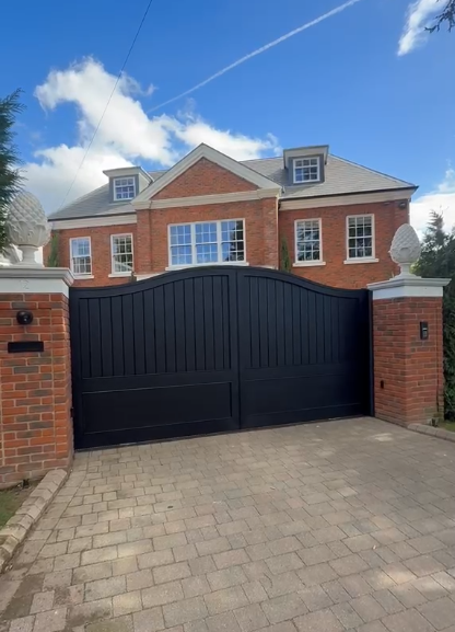 Completed bespoke aluminium gate in Oxshott Surrey